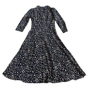 Arefeva Floral Print Dress Mock Neck Cropped Sleeve Flowy Size Medium Women's